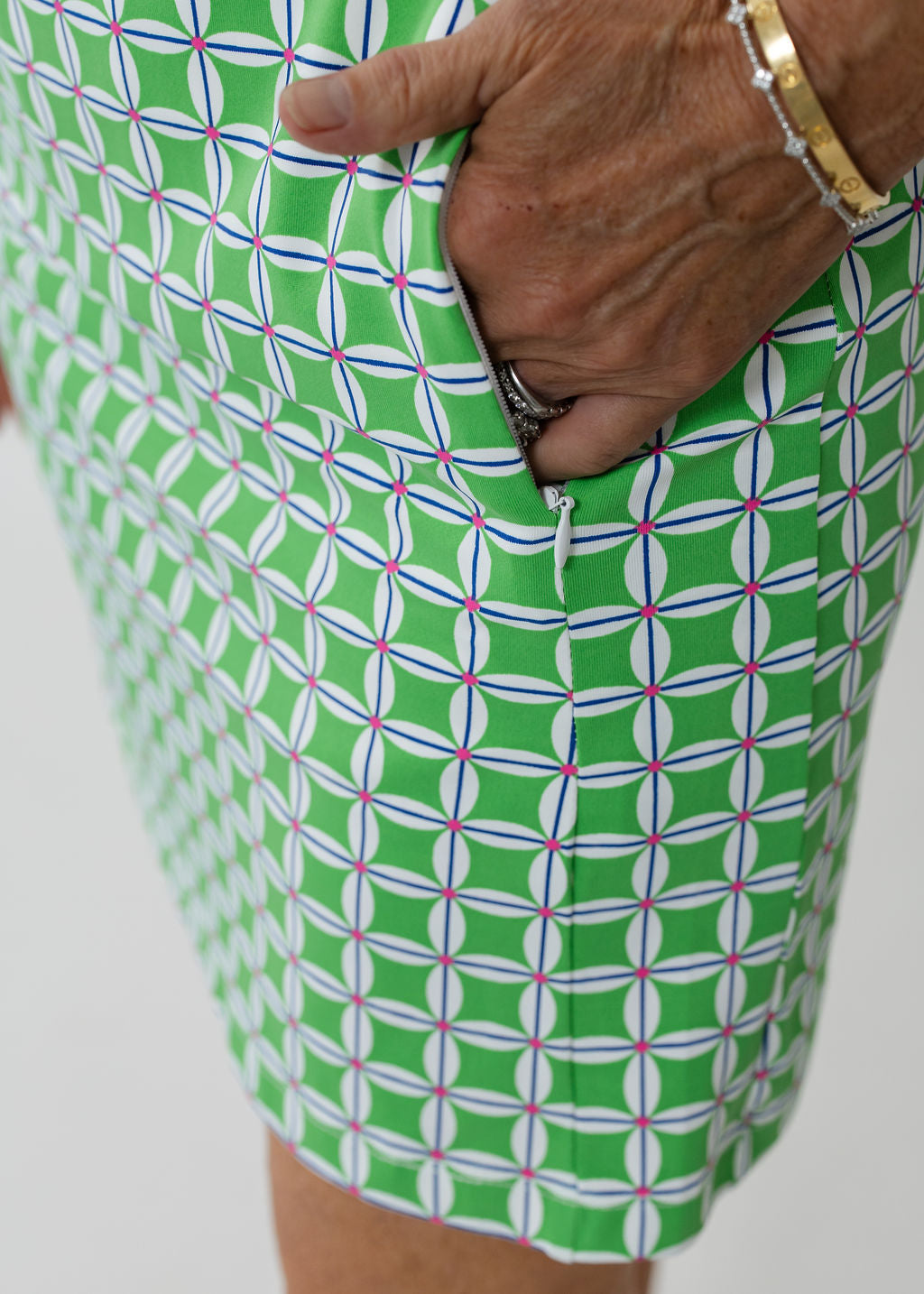 Country Club Skort 17 inch - Daisy Squared Pink/Green - FINAL SALE