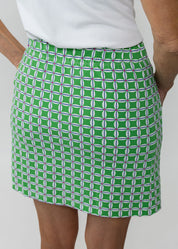 Country Club Skort 17 inch - Daisy Squared Pink/Green - FINAL SALE