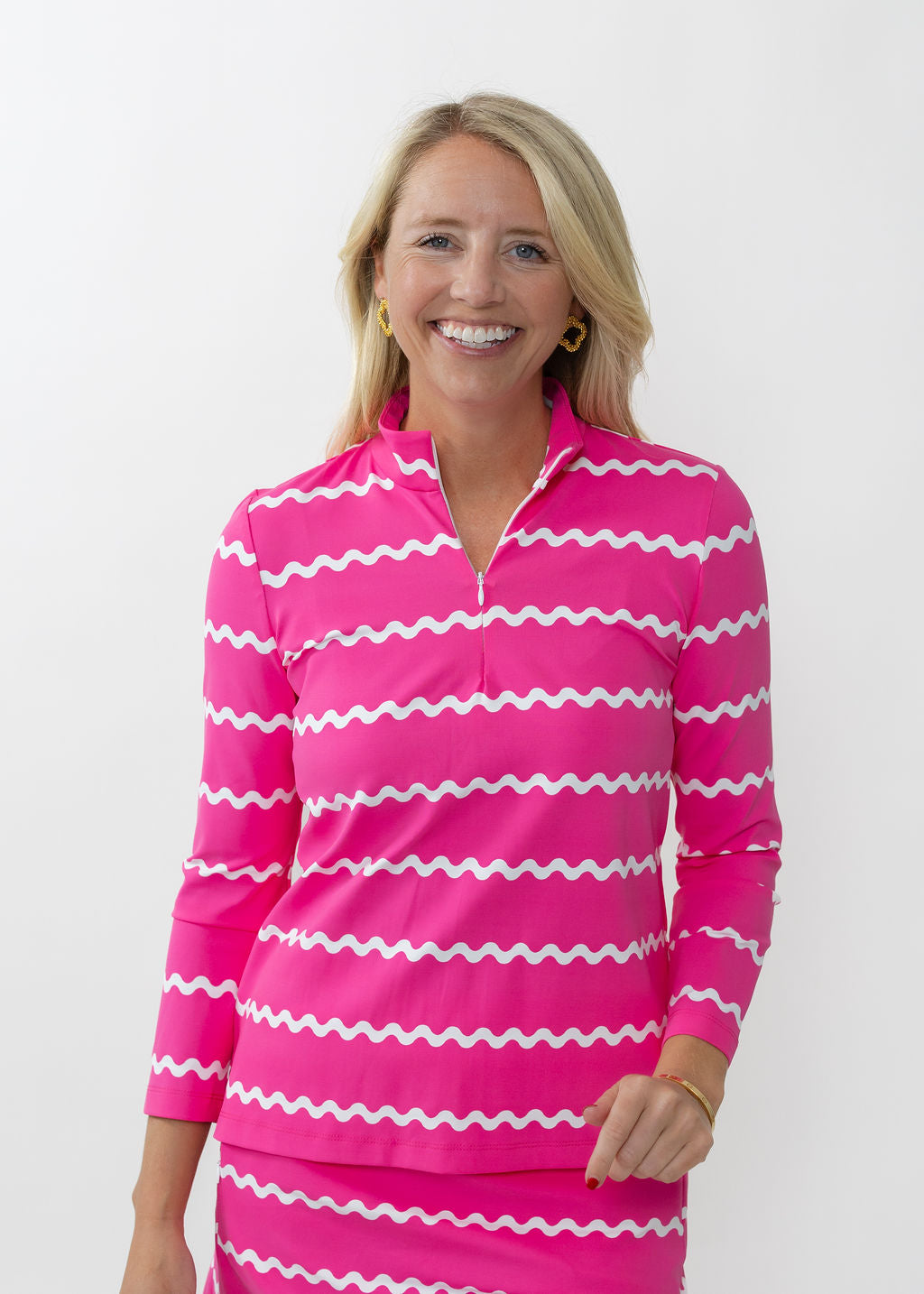 Blair Full Sleeve Top - Ric Rac Stripe Pink/White