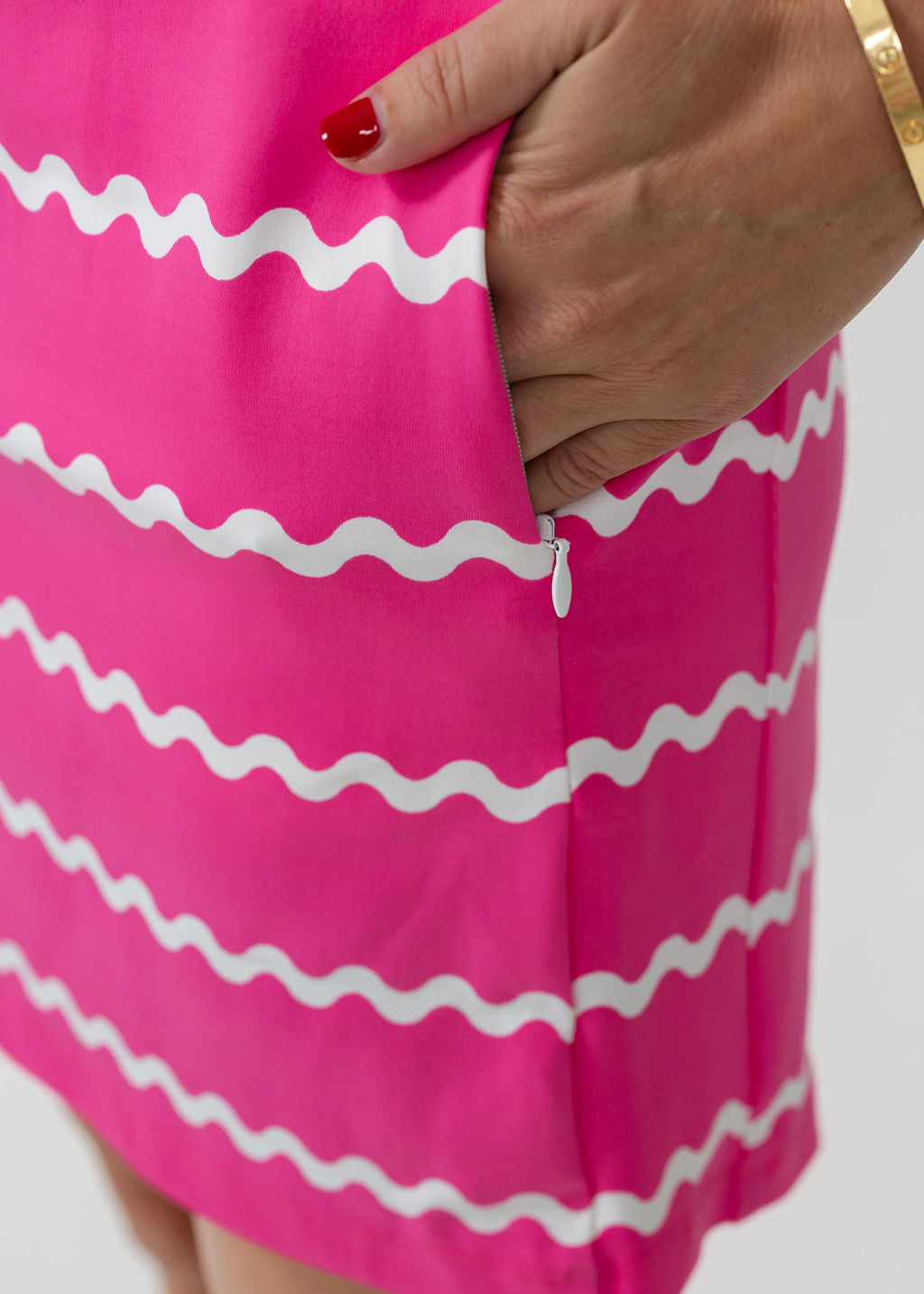 Country Club Skort 17 inch - Ric Rac Stripe Pink/White