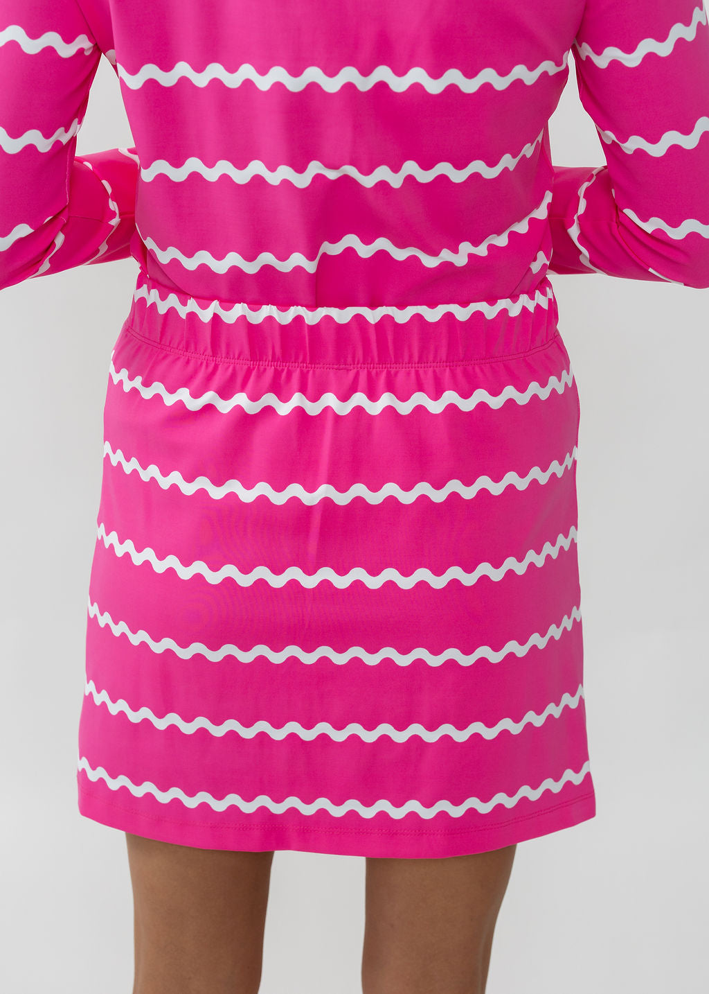 Country Club Skort 17 inch - Ric Rac Stripe Pink/White