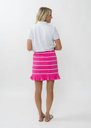 Country Club Skort with Ruffle 17 inch - Ric Rac Stripe Pink/White