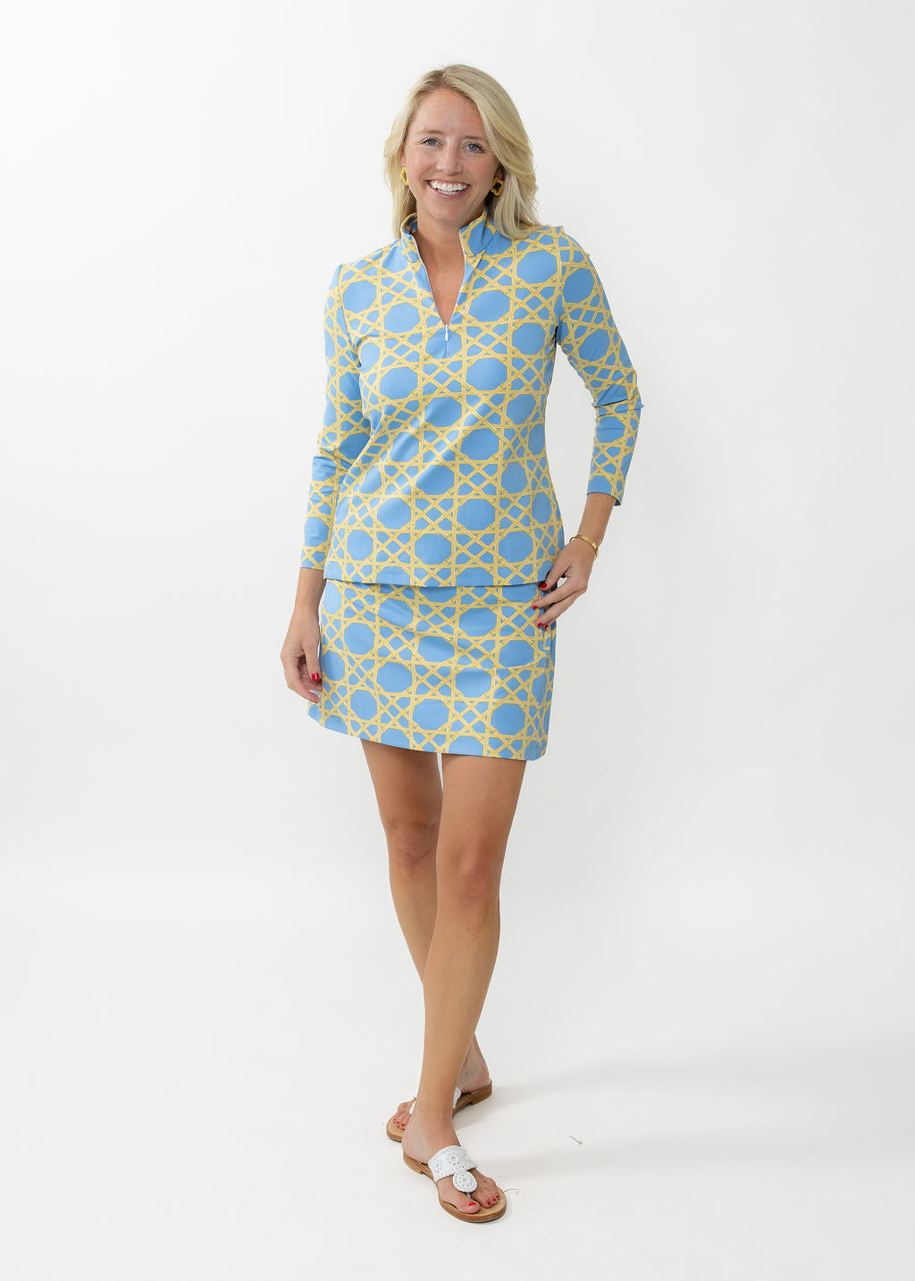 Blair Full Sleeve Top - Large Bamboo Blue/Tan - FINAL SALE