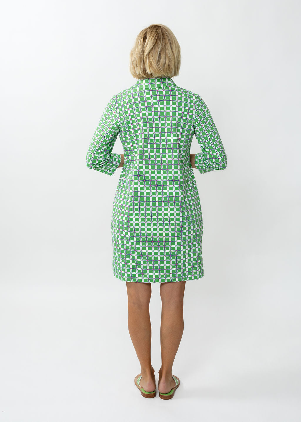 Polo 3/4 Sleeve Dress - Daisy Squared Pink/Green M Polo 3/4 Sleeve Dress - Daisy Squared Pink/Green M