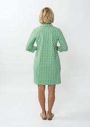 Polo 3/4 Sleeve Dress - Daisy Squared Pink/Green