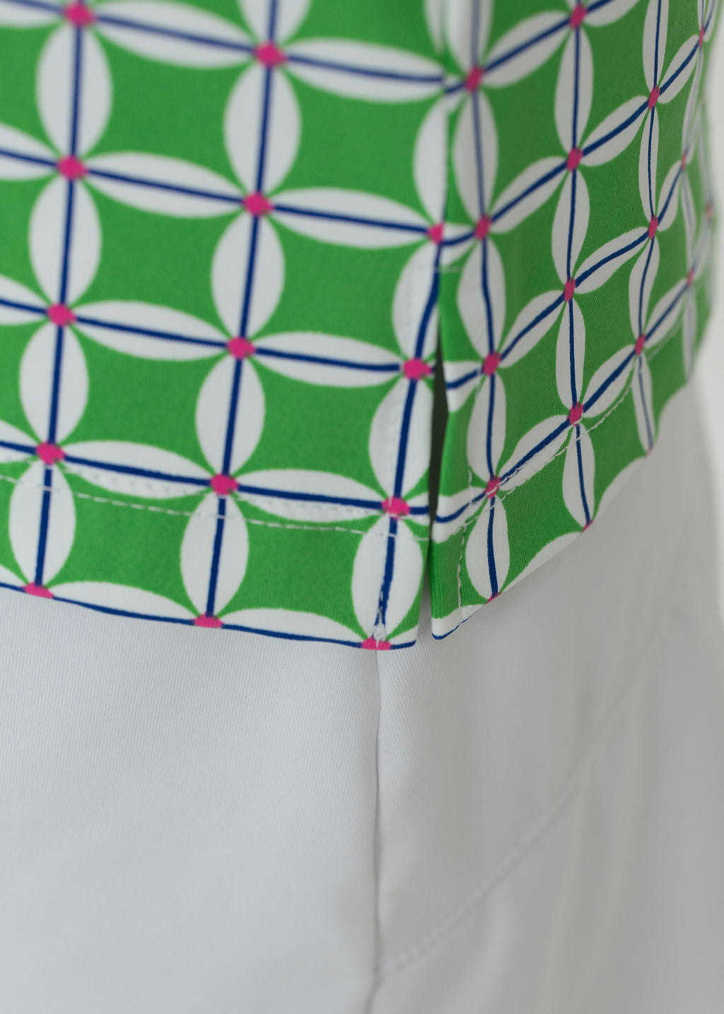 Polo 3/4 Sleeve Top - Daisy Squared Pink/Green