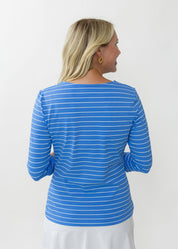 V Crew Tee - Breton Stripe Marina Blue