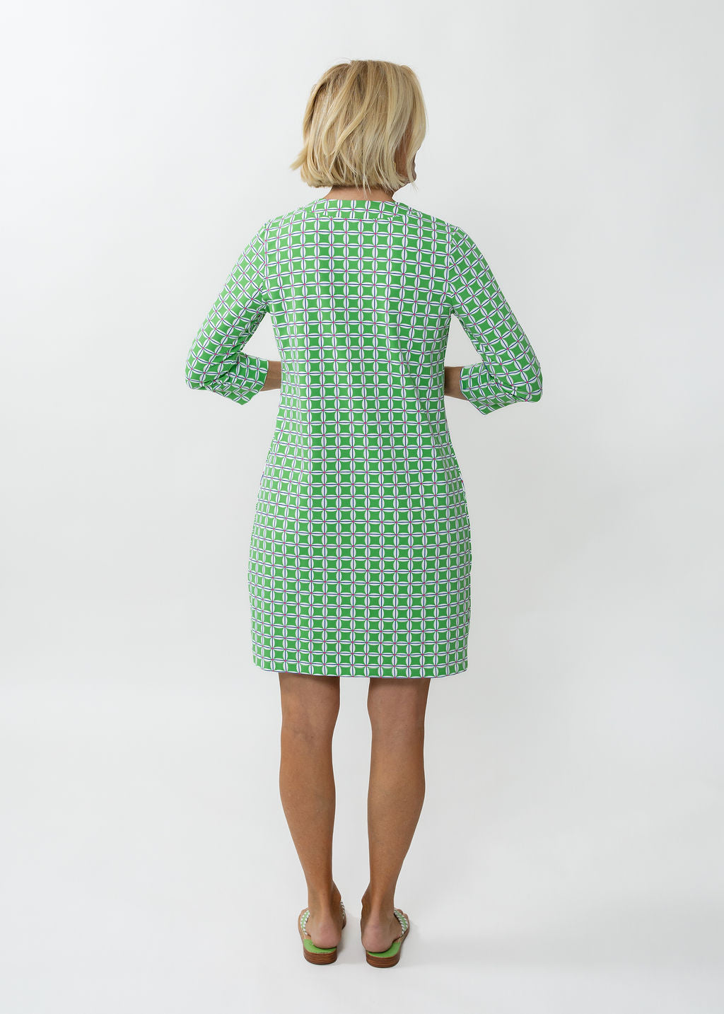 Lucille 3/4 Sleeve Dress - Daisy Squared Pink/Green S Lucille 3/4 Sleeve Dress - Daisy Squared Pink/Green S