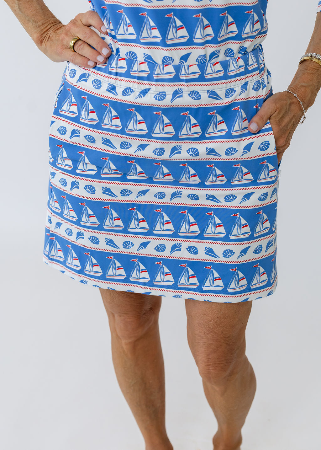 Country Club Skort 17 inch - Sailboats & Shells