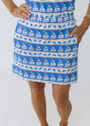 Country Club Skort 17 inch - Sailboats & Shells
