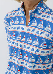 Blair Full Sleeve Top - Sailboats & Shells