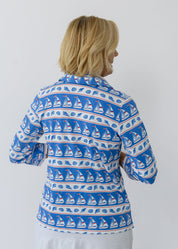 Polo 3/4 Sleeve Top - Sailboats & Shells