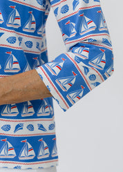 Polo 3/4 Sleeve Top - Sailboats & Shells