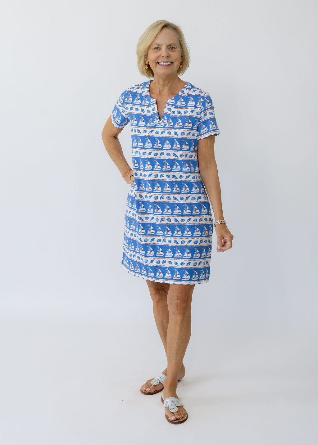 Lucille Short Sleeve - Sailboats & Shells