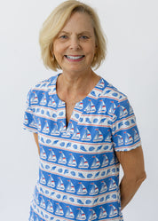Lucille Short Sleeve - Sailboats & Shells