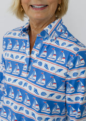 Polo 3/4 Sleeve Dress - Sailboats & Shells