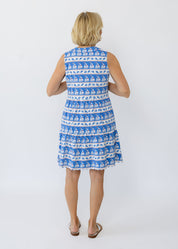 Louisa Sleeveless Dress - Sailboats & Shells