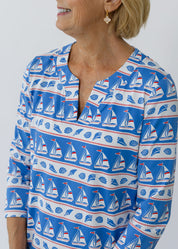 Lucille 3/4 Sleeve Dress - Sailboats & Shells