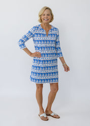 Lucille 3/4 Sleeve Dress - Sailboats & Shells