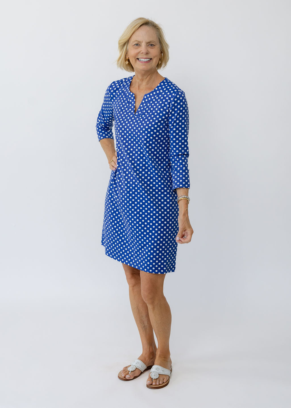 Lucille 3/4 Sleeve Dress - Summer Dots