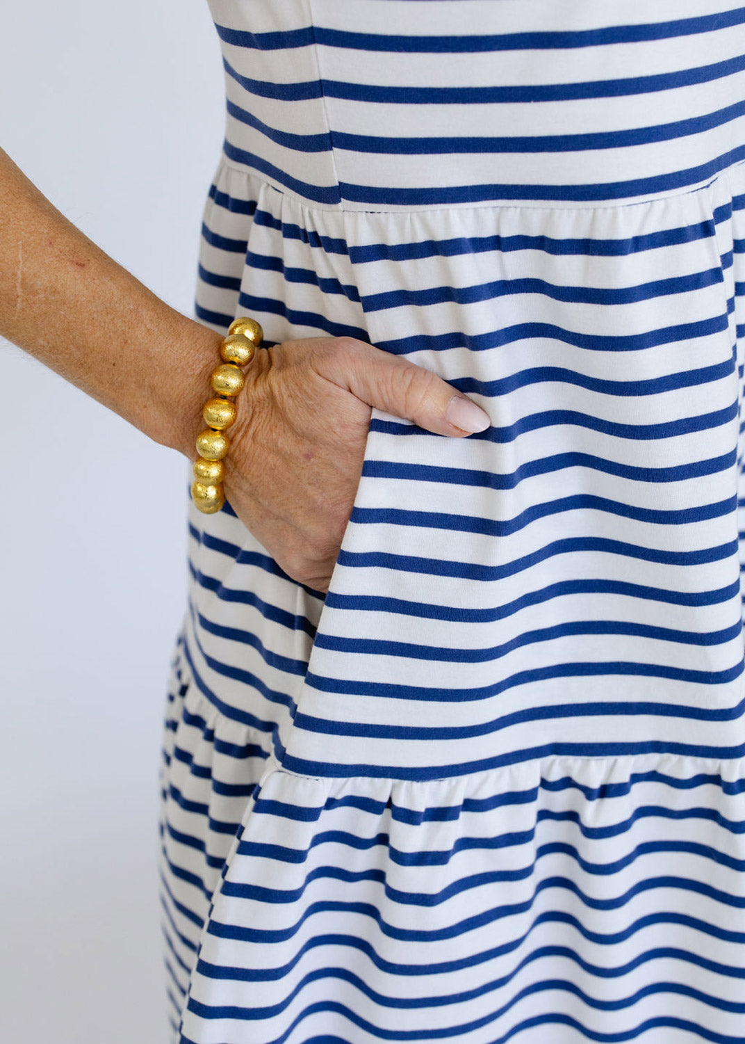 Louisa Sleeveless Dress - Cotton True Navy/White Breton Stripe M Louisa Sleeveless Dress - Cotton True Navy/White Breton Stripe M