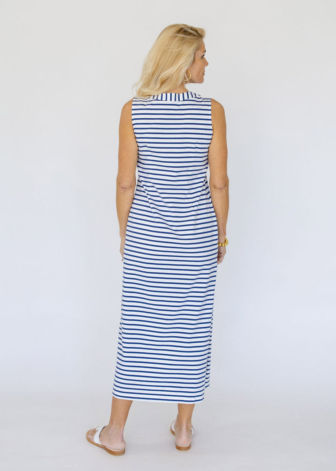Lucille Maxi - Cotton True Navy/White Breton Stripe