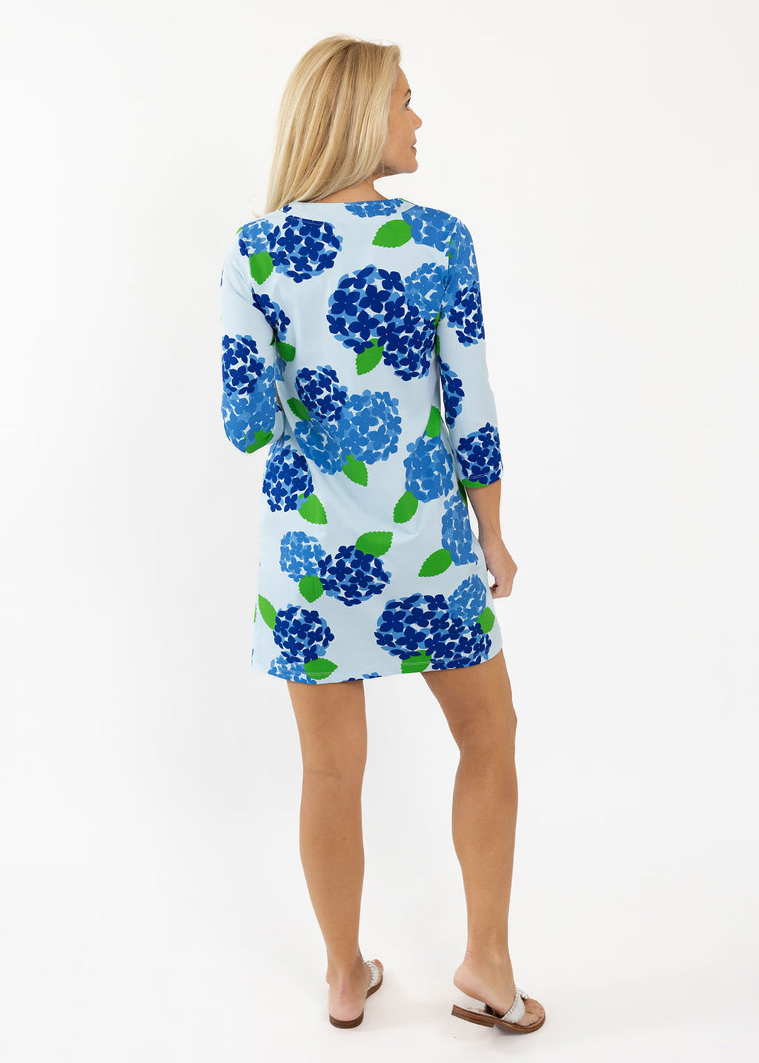 Lucille 3/4 Sleeve Dress - Hydrangea Blue/Blue M Lucille 3/4 Sleeve Dress - Hydrangea Blue/Blue M