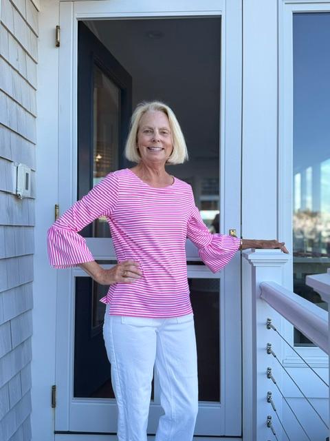 Haley Top  - Juicy Stripe Hot Pink/White FINAL SALE