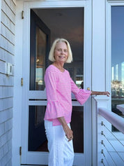 Haley Top  - Juicy Stripe Hot Pink/White FINAL SALE