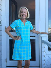 Lucille Short Sleeve Sleeve Dress - Medallion Chain Blue/Green