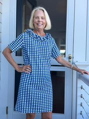 Kimmy Dress - Navy white picnic check FINAL SALE