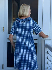 Kimmy Dress - Navy white picnic check FINAL SALE