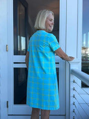 Lucille Short Sleeve Sleeve Dress - Medallion Chain Blue/Green