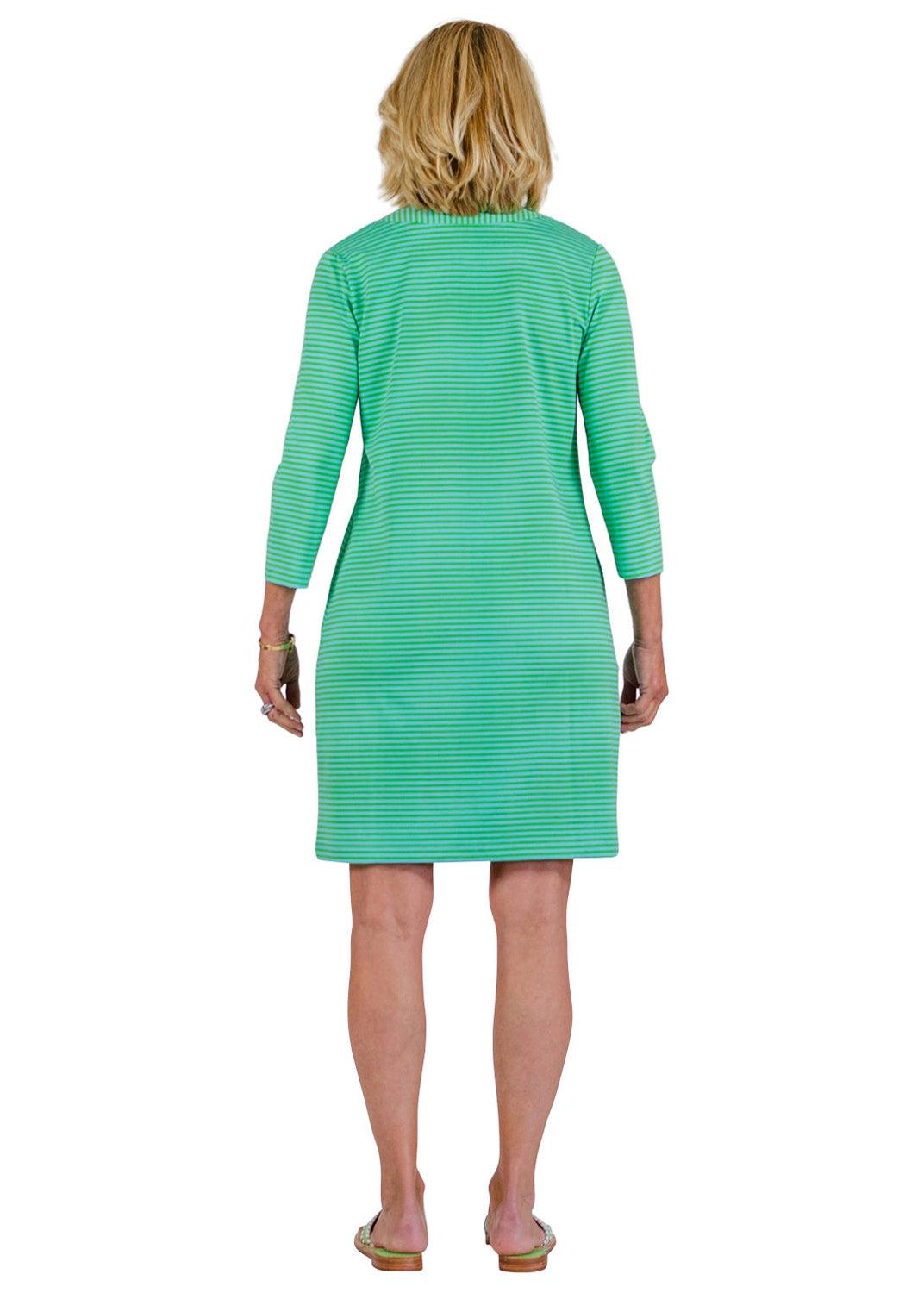 Lucille Dress 3/4 - Juicy Stripe Turq/Green-2