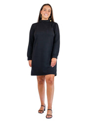 Camilla Dress - Black Quilted Knit