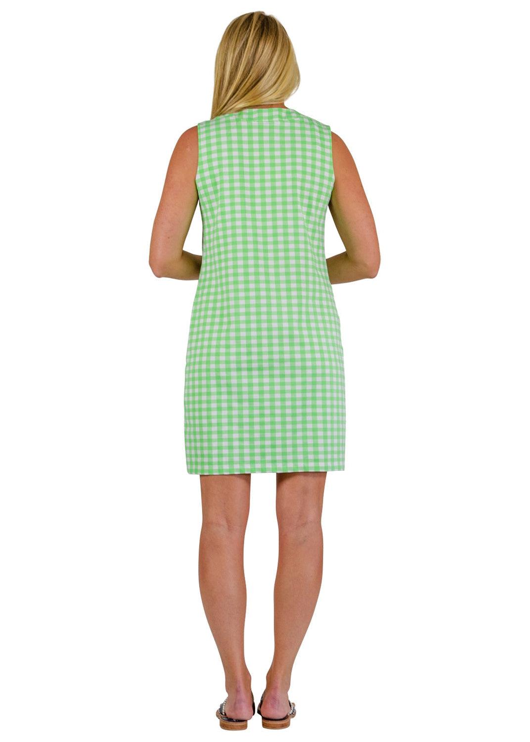 Lucille Dress Sleeveless - Gingham Check Green - FINAL SALE-2
