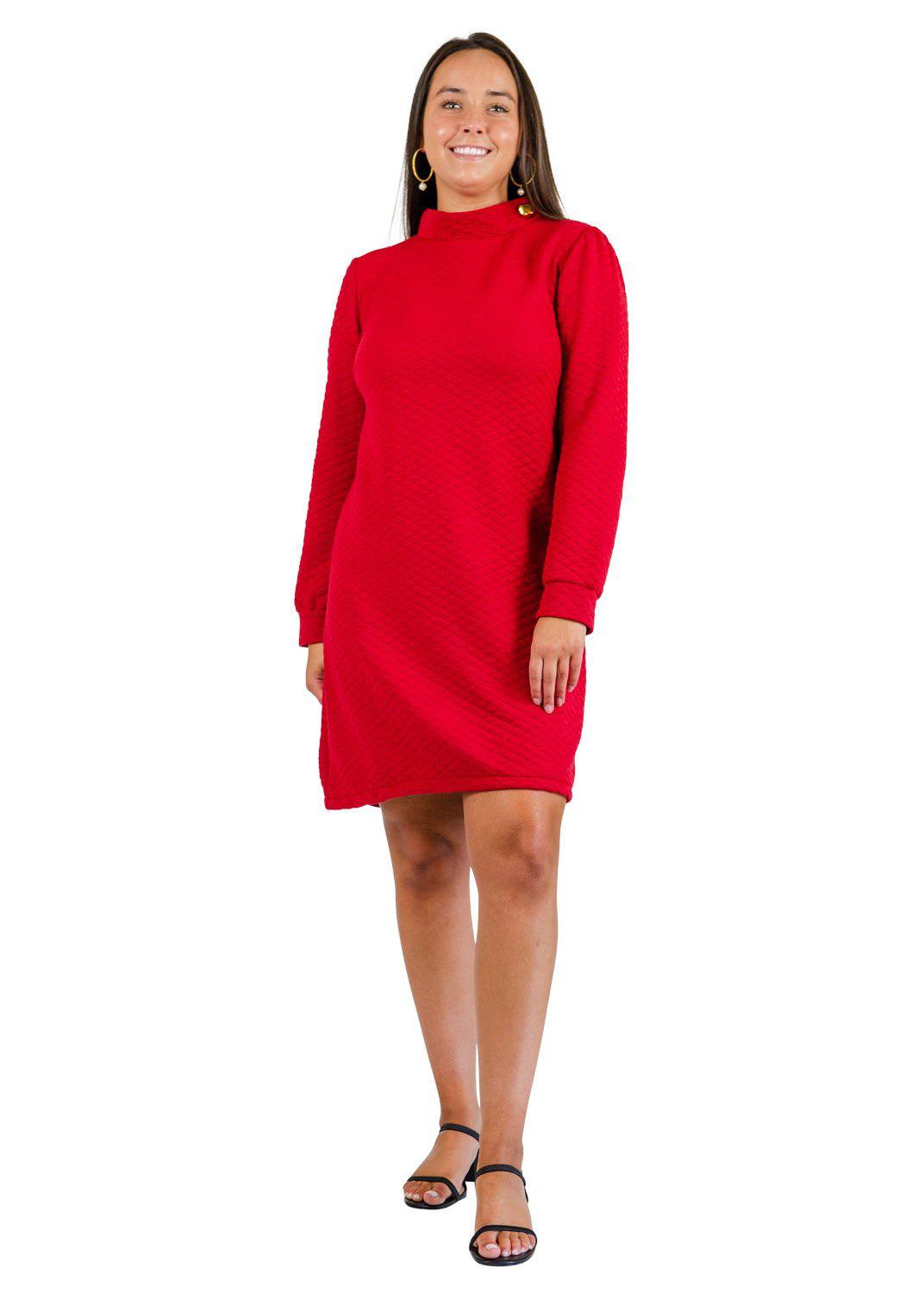 Camilla Dress - Red Quilted Knit - FINAL SALE sailor-sailor Clothing Camilla Dress - Red Quilted Knit - FINAL SALE sailor-sailor Clothing
