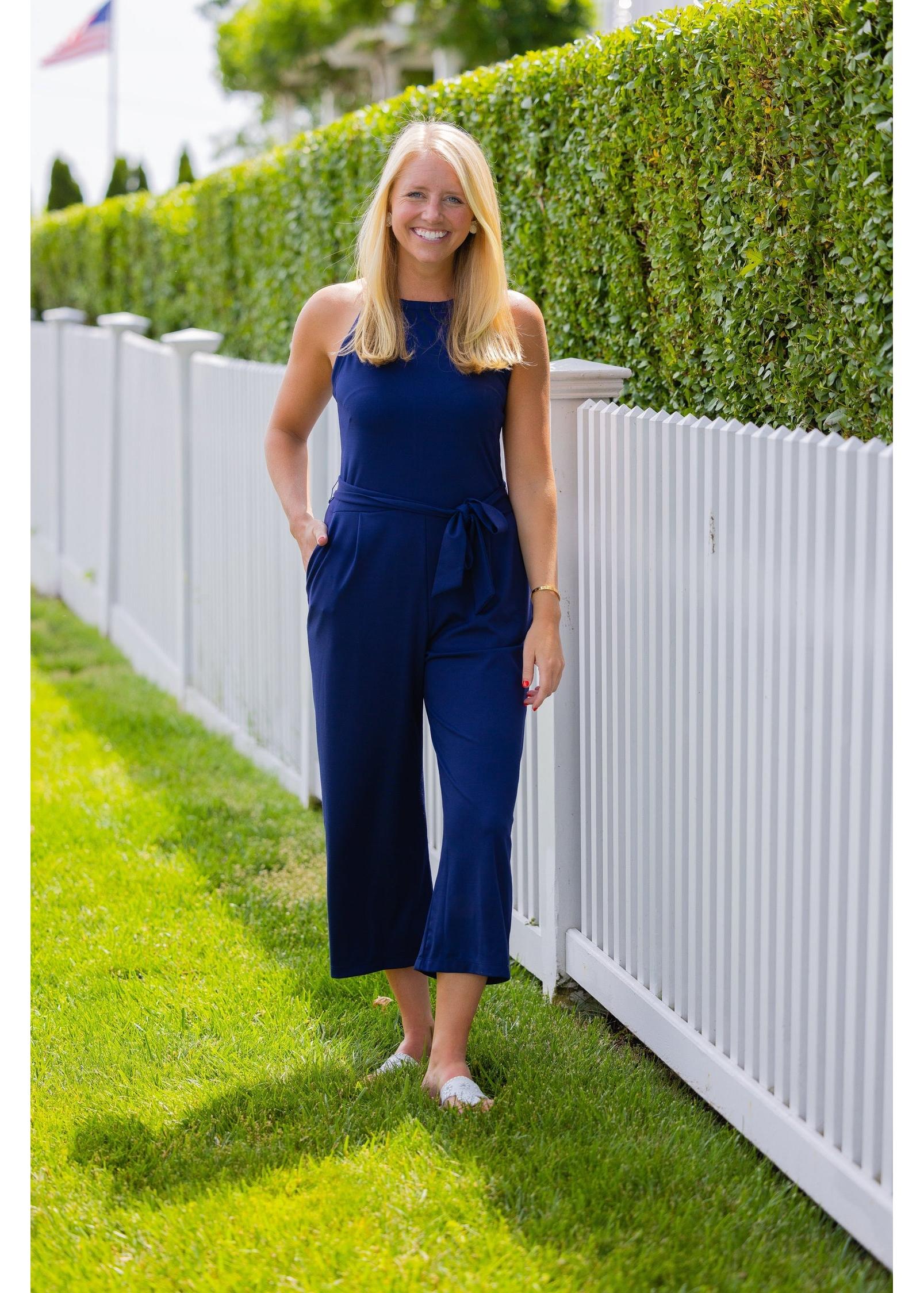 Harper Jumpsuit-Solid Navy- FINAL SALE