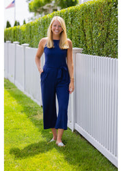 Harper Jumpsuit-Solid Navy- FINAL SALE