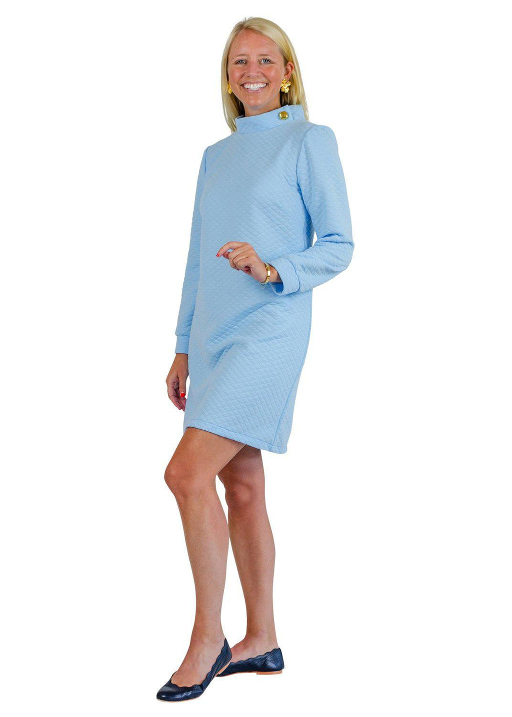Camilla Dress - Light Blue Quilted Knit