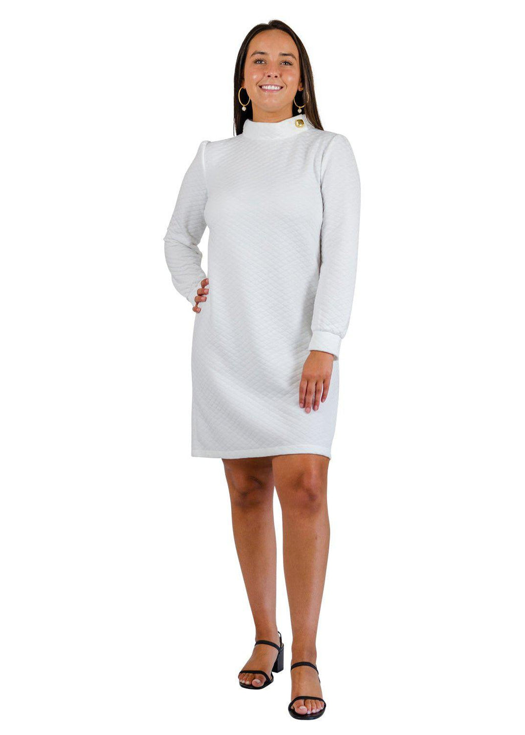 Camilla Dress - White Quilted Knit