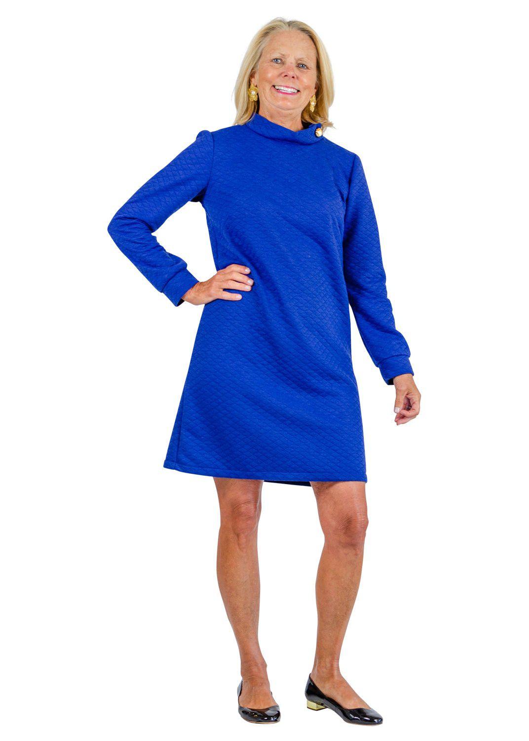 Camilla Dress - Royal Quilted Knit M