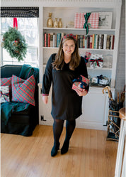 Charlotte Dress - Black/Red Plaid Cuff