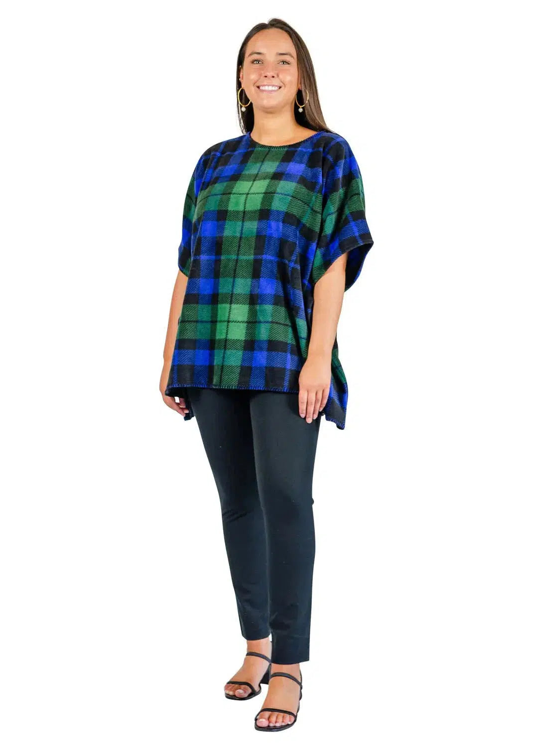 Caftan Poncho- Black Watch Plaid - FINAL SALE