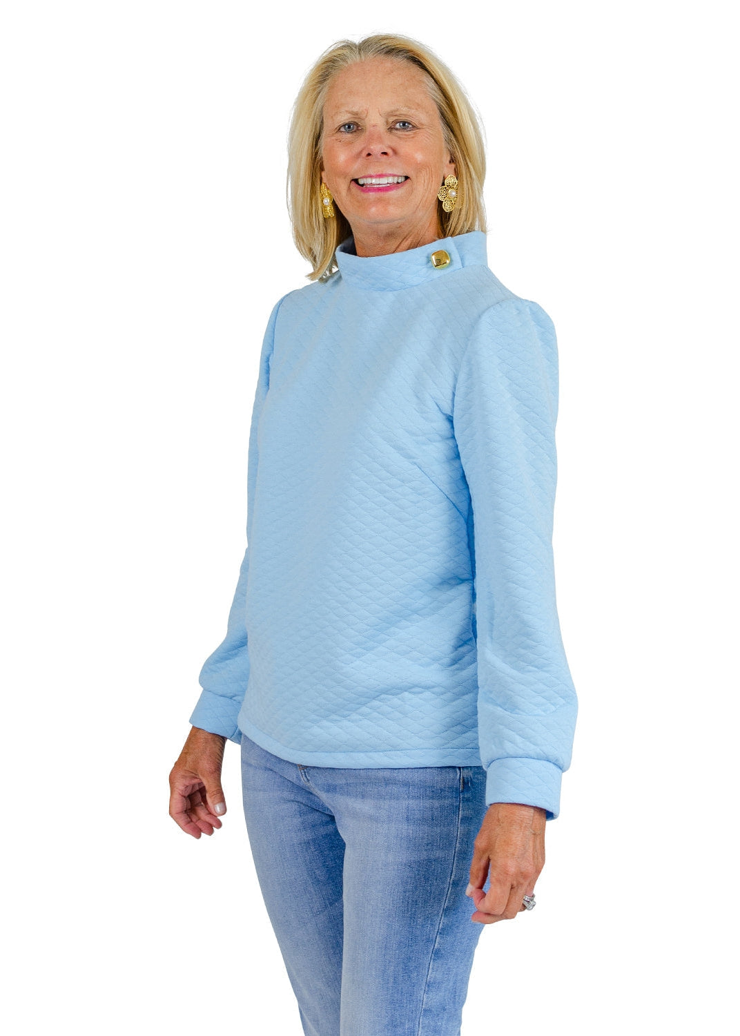 Camilla Top - Light Blue Quilted Knit - FINAL SALE-2