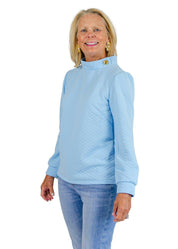 Camilla Top - Light Blue Quilted Knit-2