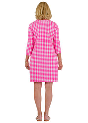 Lucille Dress 3/4- Gingham Check Pink-2