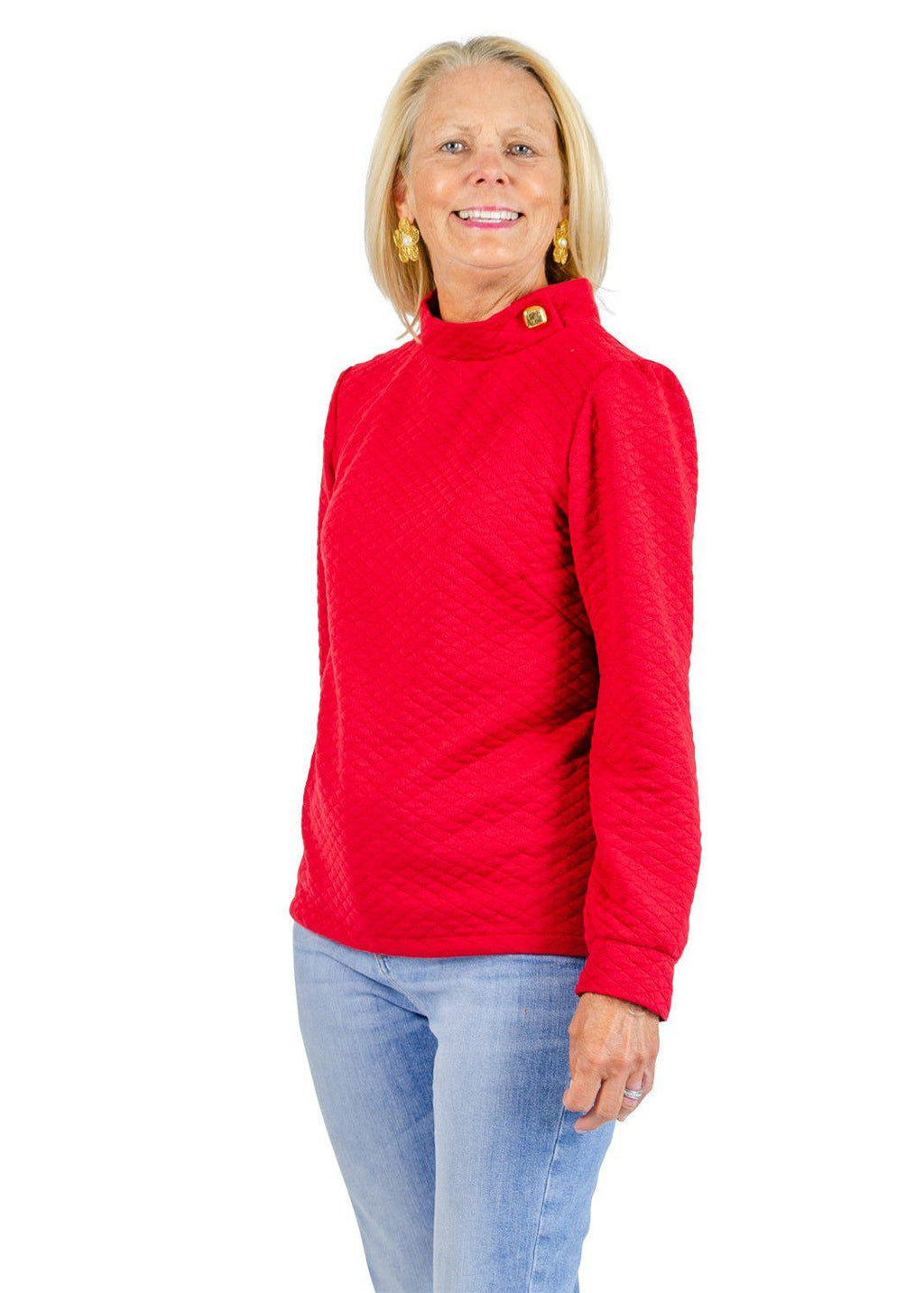 Camilla Top - Red Quilted Knit