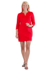 Lucille 3/4 Sleeve Dress - Red Ponte