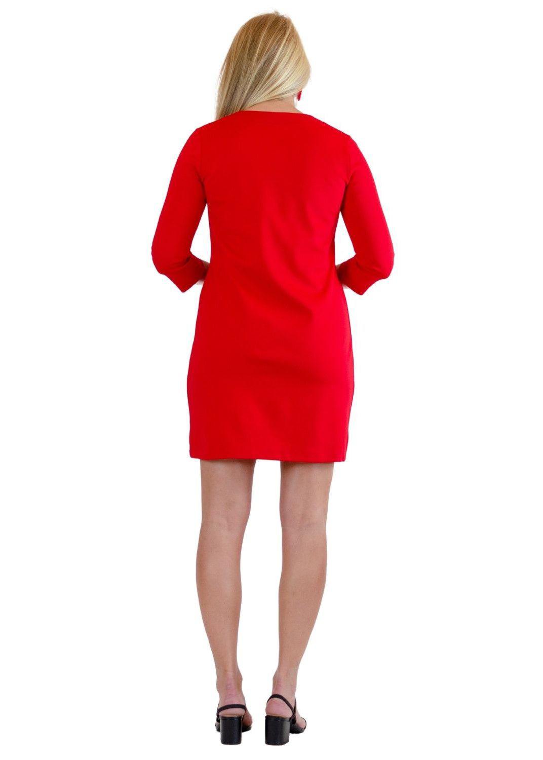4 Sleeve Dress - Red Ponte-2
